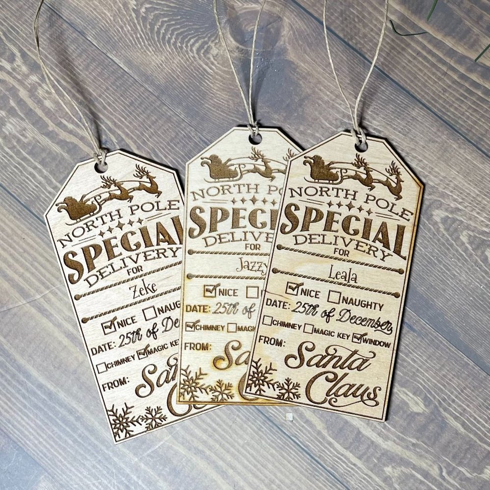 Wooden Santa Tag, Christmas Santa Tag, Personalized Santa Gift Tag, Santa Gift T